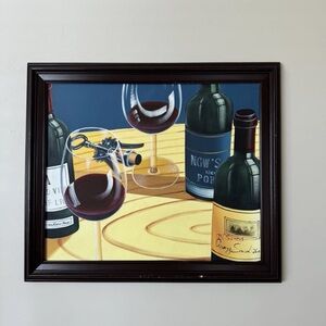 Signed Original Acrylic Wine Artwork – Hand-Painted on Canvas M. Santos